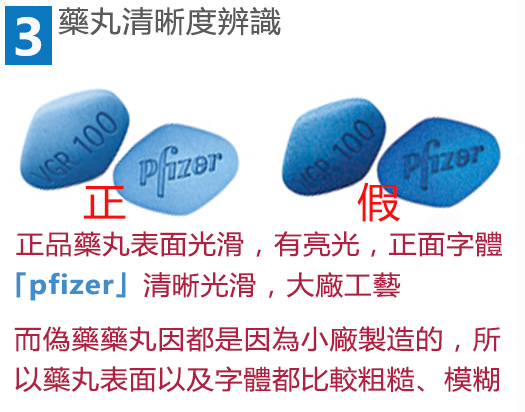 威而鋼藥丸清洗度辨識:正品藥丸光滑清洗,偽藥則粗糙、模糊